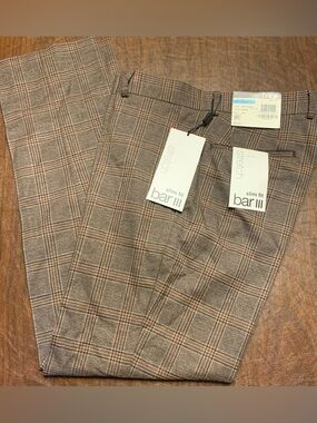 Bar III Brown Plaid Slim Fit Stretch Men's Pants